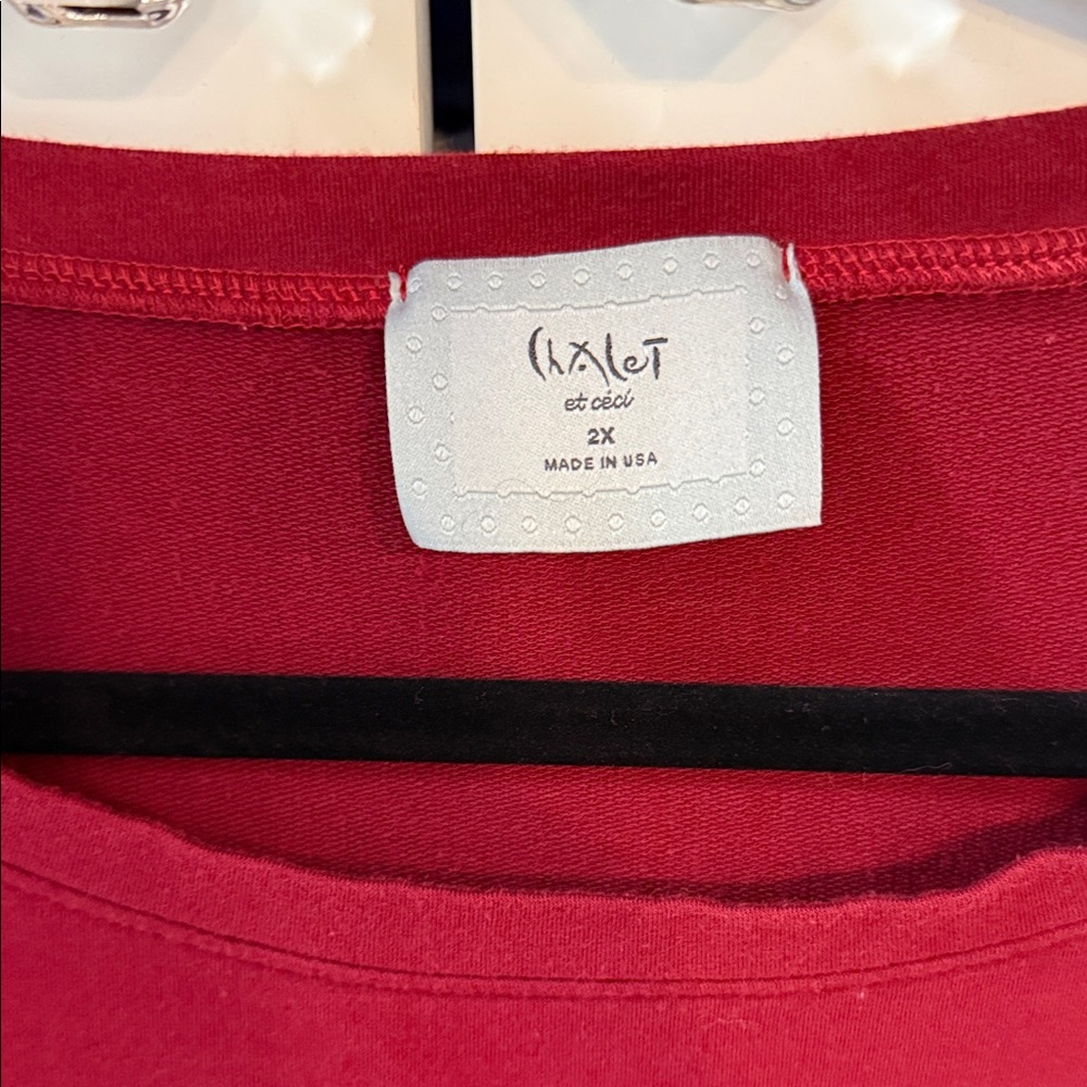 Chalet Deep Red Button-Hem Relaxed Sweatshirt - image 2